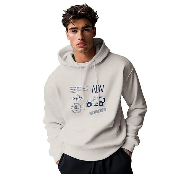 Nobero Printed Hoodies for Man | 280 GSM Rich Cotton Fleece Hooded Full Sleeve Sweatshirt for Man | Stylish Casual Wear Winter Hoodies for Men - Image 6
