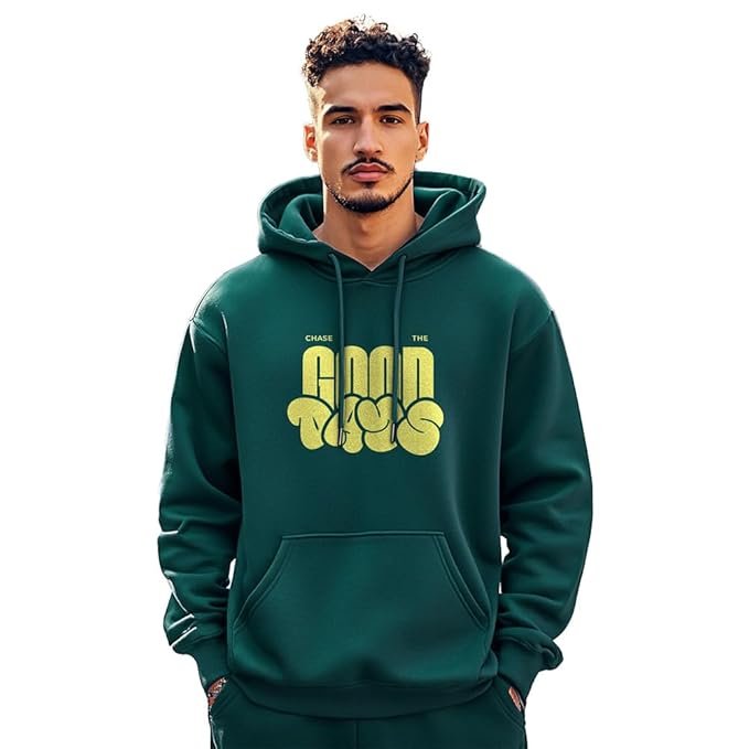Nobero Printed Hoodies for Man | 280 GSM Rich Cotton Fleece Hooded Full Sleeve Sweatshirt for Man | Stylish Casual Wear Winter Hoodies for Men - Image 2