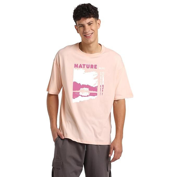 Nobero Men's Oversized Graphic T-Shirt for Men | Soft Cotton | Drop Shoulder Relaxed Fit | Printed Casual Tshirt for Men - Image 3
